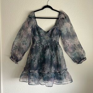Lulu's Blue Lavender Floral Dress